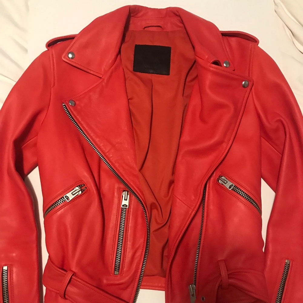 All Saints Red Leather Jacket- the perfect fit